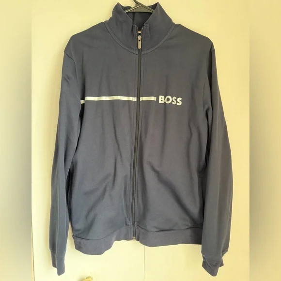 BOSS Men's Dark Blue Zip-Up track jacket - Picture 2 of 7